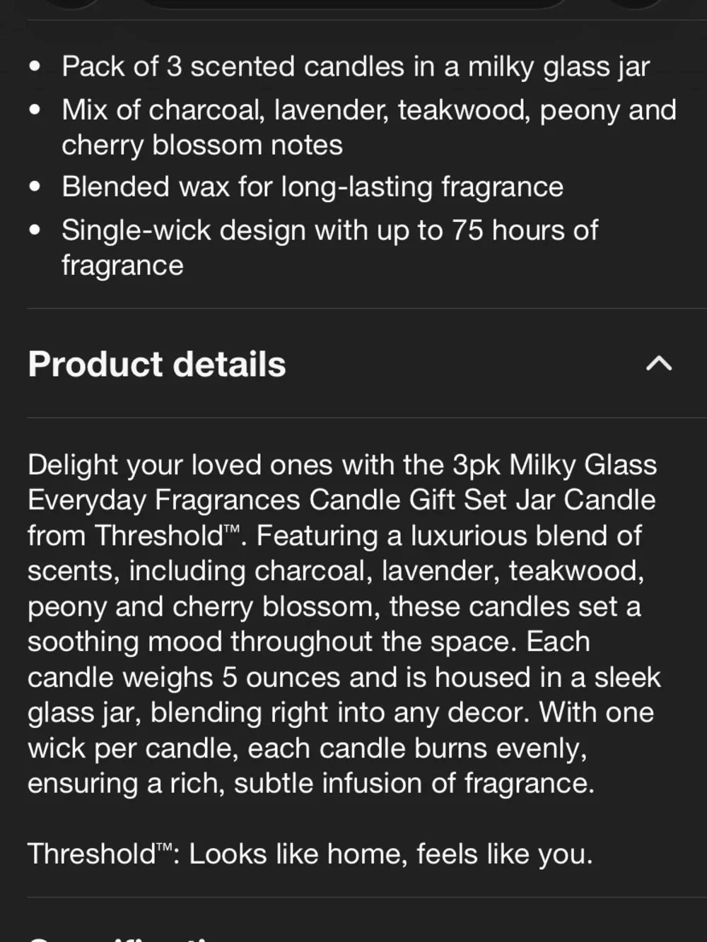 Threshold set of 3 Luxury Scented Candle Trio - Soft White Gift Set